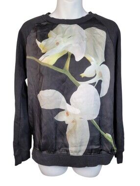 Altuzarra Black & White Flower Pattern Top Blouse Size: Small